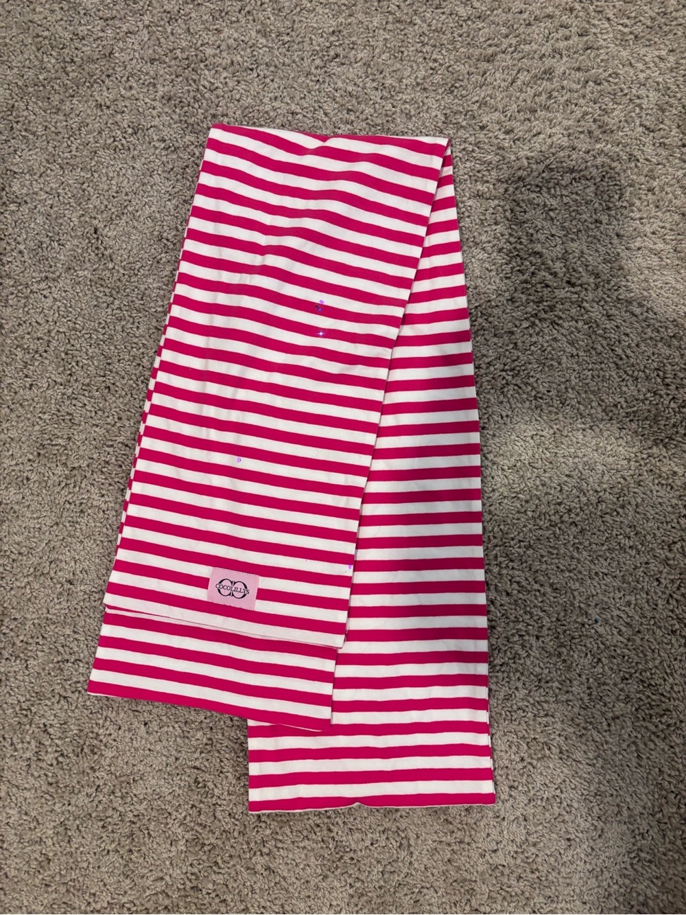 Pink and White Striped Scarf